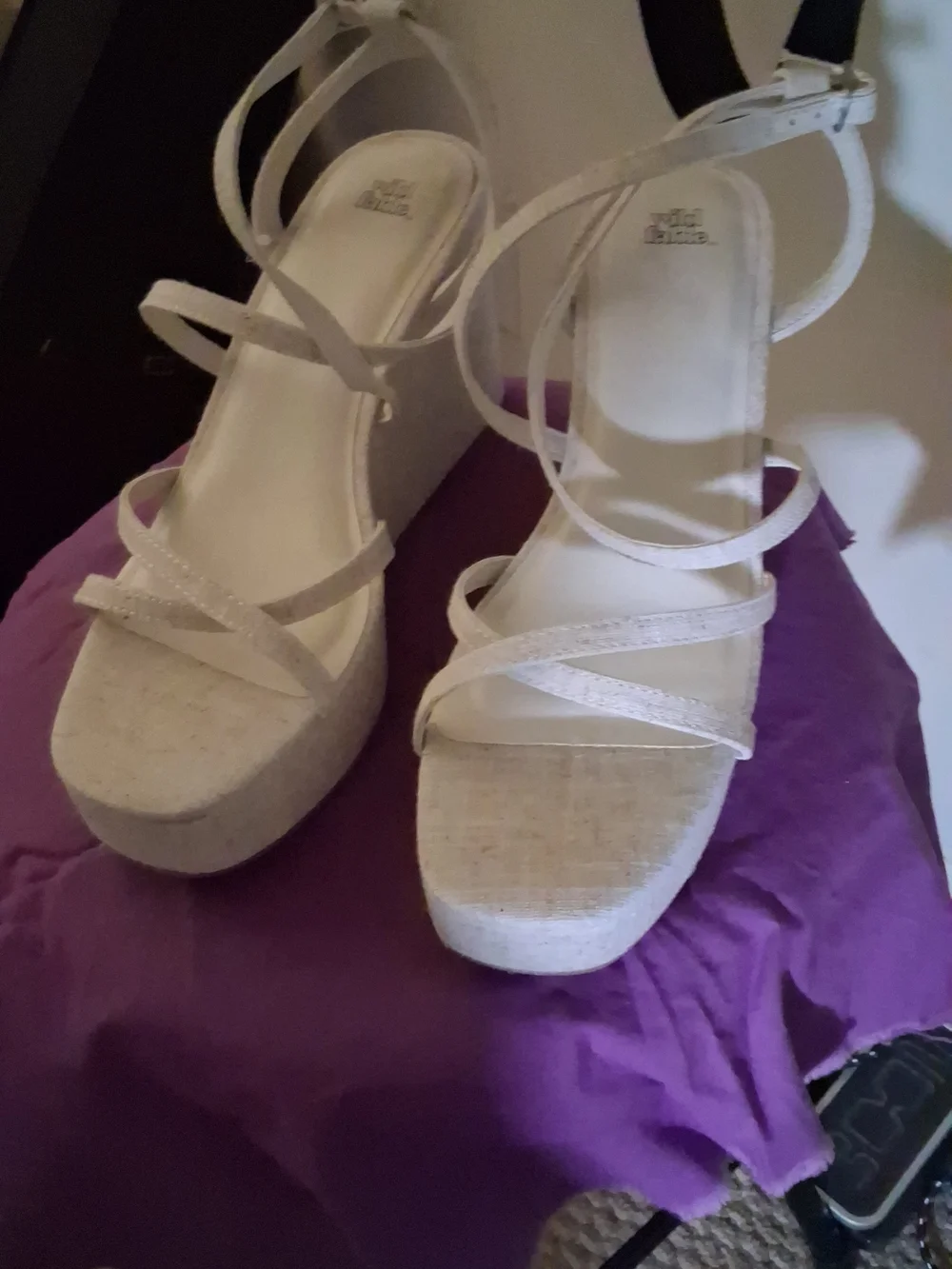 wild fable Cream Strappy Wedge Sandals with Ankle Buckle